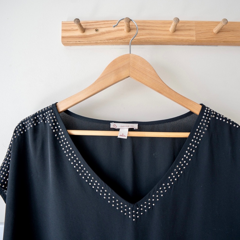 Navy Sequin Flowy Light Top